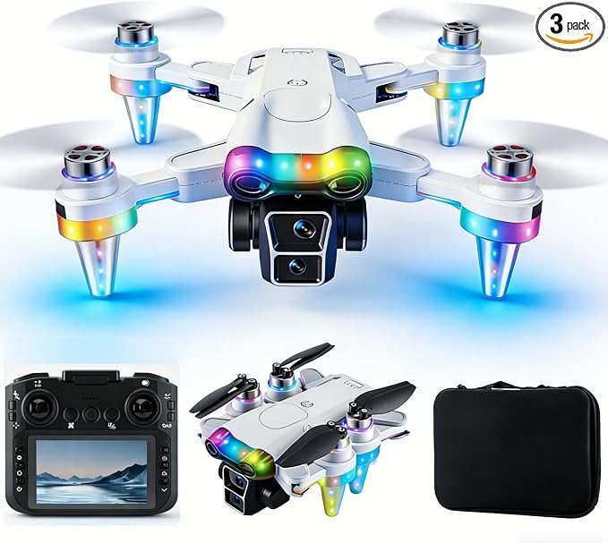 Drones for kids 8-12 with camera – Drone with camera for kids & Beginners, Mini kids drone with Fancy LED Lights, 4.3" Built-In FPV Screen, Dual Batteries, Indoor & Outdoor Toy Gift