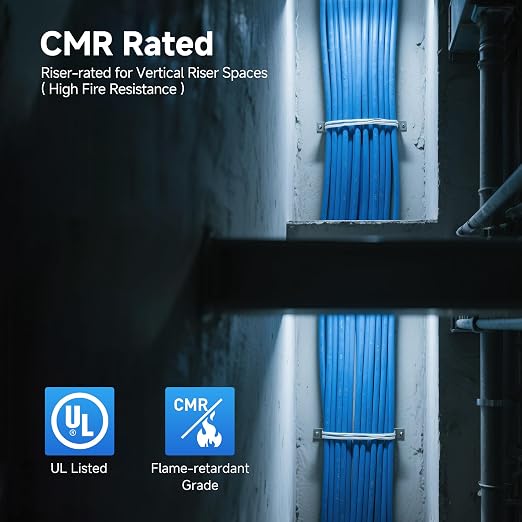 Cable Matters [UL Listed] 10Gbps in-Wall Riser Rated (CMR) 23AWG Bare Copper Cat6 Ethernet Cable - 1000ft, Solid, UTP Cat 6 Ethernet Cable Spool, Cat 6 Cord Bulk, Black