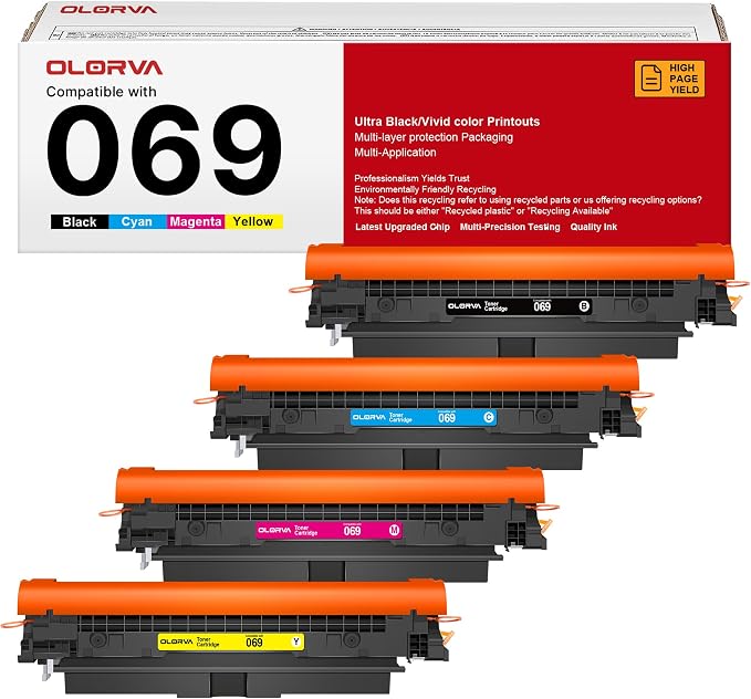 069 Toner Cartridge Set MF753Cdw - 4 Pack Replacement for Canon 069 Toner Cartridge Set 069H Works for Canon Color ImageCLASS Mf753cdw MF751Cdw MF752Cdw LBP674Cdw MF752Cdw MF756Cx LBP673Cdw (B/C/Y/M)