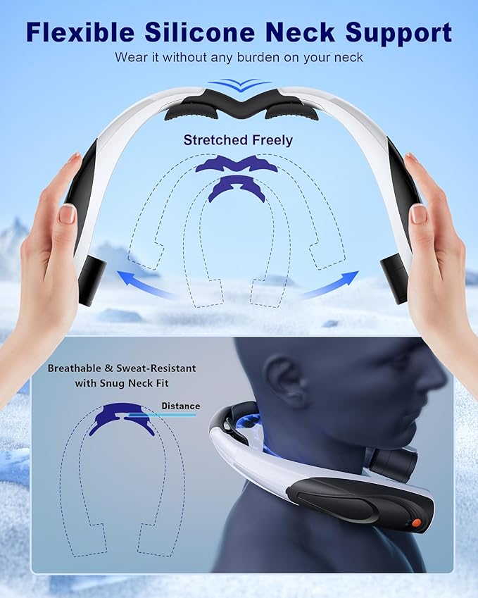 Portable Neck Fan - 6000mAh Rechargeable Personal Fan with 6 Speeds, 360° Cooling Surround Airflow, 20H Long Battery Life Hands-Free Wearable Fan for Outdoor Travel, Office, and Sports