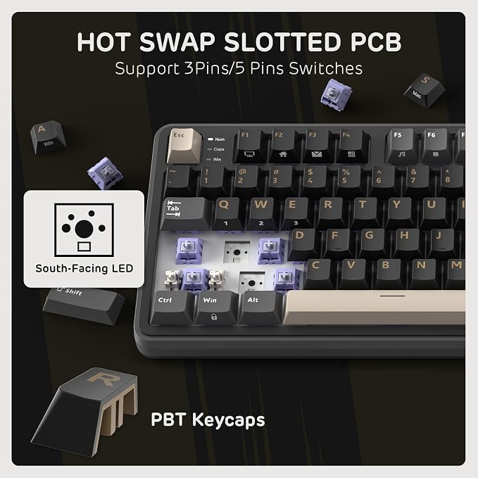 RK ROYAL KLUDGE S98 Mechanical Keyboard w/Smart Display & Knob, 96% RGB Wireless Gaming Keyboard BT/2.4G/USB-C, Hot Swappable Custom Keyboards, Software Support, Silent Computer Gaming Keyboard