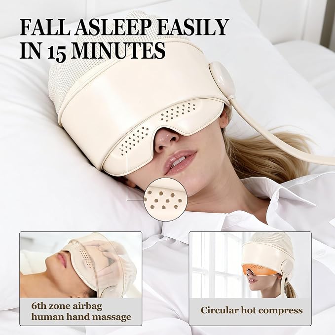 Head Massager with Heat,Head Massager for Headaches,Electric Rechargeable Head and Eye Massage Tool,6 Airbag Massage Zones,3 Heat Levels,4 Massage Modes