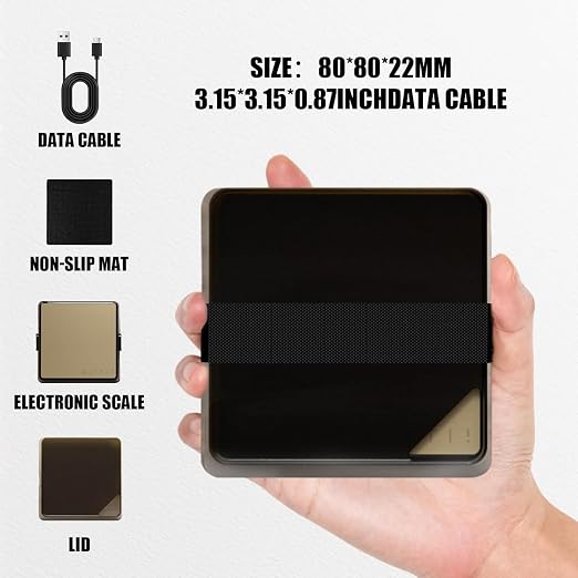 Coffee Scale with Timer - Espresso Scale with Timer Mini Rechargeable, Portable Small Compact for Coffee Beans, Grounds, Baking & Food, Spill-Free Notched Lid for Easy Pouring