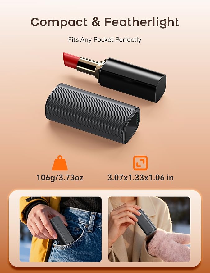 RORRY Hand Warmers Rechargeable 2 Pack, 10000mAh 360° Heating Magnetic Electric Hand Warmer, 24Hrs Warmth Portable Reusable Pocket Heater for Camping Hunting Gifts for Men Women
