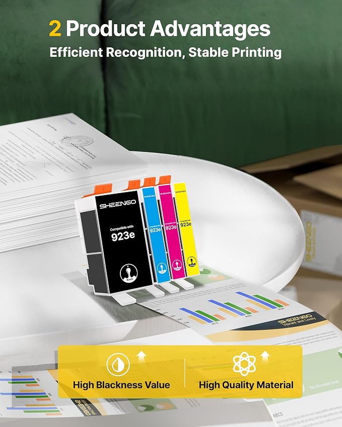 923XL 923 8130e Ink Cartridges Combo Pack Replacement for HP 923XL 923e 923 Ink Cartridges for HP Printers OfficeJet Pro 8130e 8135e 8138e 8139e 9130 8122e 8120 8124e 8125e 8132e, B/C/M/Y with Chip