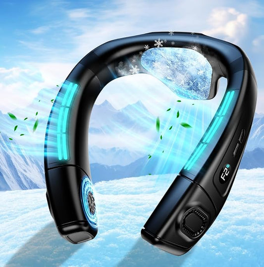 Neck Fan Air Conditioner with Large Cooling Plate, Portable Neck Fans that Blow Cold Air 360° Airflow, Wearable Personal AC Quiet Back Air Outlet 6000mAh Rechargeable,Gifts for Men Women Travel Office