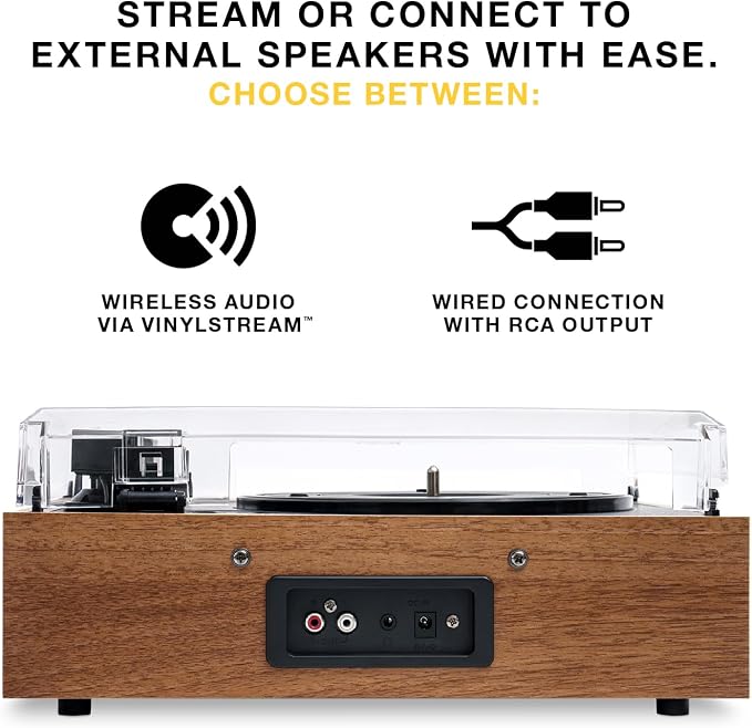 Victrola Eastwood II Record Player with Speakers – Bluetooth 5.1 and Vinyl Stream Technology, Vintage Style 3-Speed Vinyl Player, Audio Technica AT-3600LA Cartridge (Black)