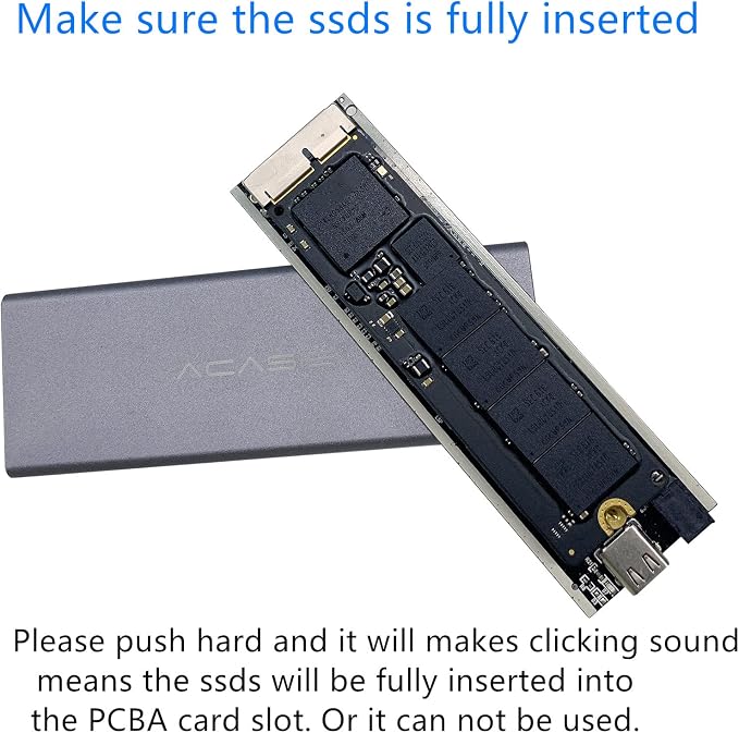 ACASIS USB C 3.0 SSD Enclosure for Narrow Apple Flash SSDs MacBook Air from 2010 to 2011 Portable Storage Enclosure Compatible with M.2 Nvme SSD with Adapter