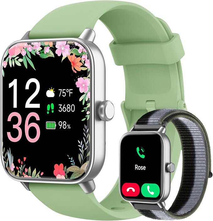 Smart Watch for Women Men, 1.85" Alexa Fitness Tracker with Call & SMS, Heart Rate, SpO2, Stress & Sleep Monitor, IP68 Waterproof Smartwatch for Android iPhone Samsung etc., 100+ Sports Modes, 2 Bands