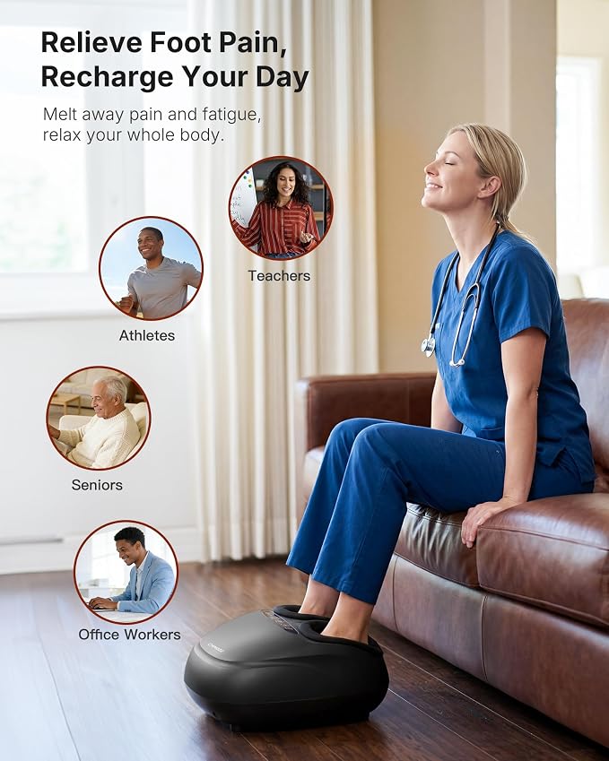 KNQZE Shiatsu Foot Massager with Heat, Compression, Deep Kneading Foot Massage for Plantar Fasciitis Relief, Remote Control, Multi Massage Modes, Auto Shut-Off Timer, FSA Eligible, Fathers Day Gift