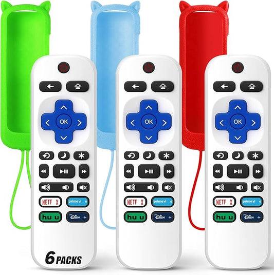 (Pack of 3) Replacement Remote Only for Roku TV with Soft Silicone Protective Cover (Glow in The Dark), Universal Remote for TCL/Onn/Hisense/Sharp/Element/Philips Roku Smart TV (Elegant White)