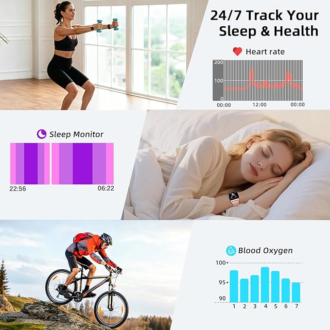 Smart Watch for Women Fitness Tracker: 1.85" Smartwatch for Android Phones iPhone Compatible Samsung Bluetooth Call Answer/Make Womens Watches Activity Heart Rate/Sleep/SpO2 Monitor IP68 Waterproof
