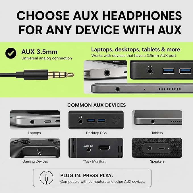 ARTIX CL750 Adults & Kids Headphones with Cord, Microphone & Volume Control - Wired Headphones with Mic, Plug In Teens Corded Head phones Wire for Laptop, Computer, Chromebook, iPad & Tablet 3.5mm Aux