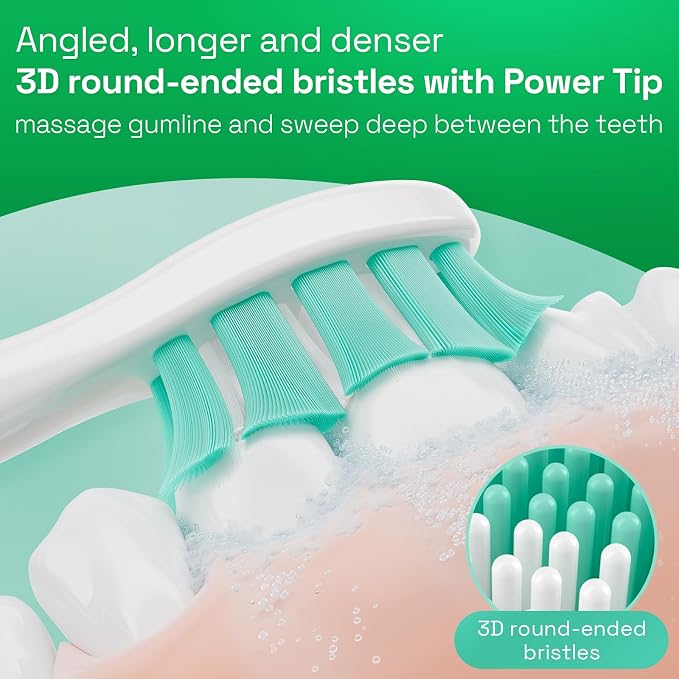 Brushmo Plaque Control Replacement Toothbrush Heads, Compatible with Philips Sonicare Click-on Electric Toothbrush Handles, 8 Standard Replacement Heads, Soft Dupont Bristles, BM928, White (Pack of 2)