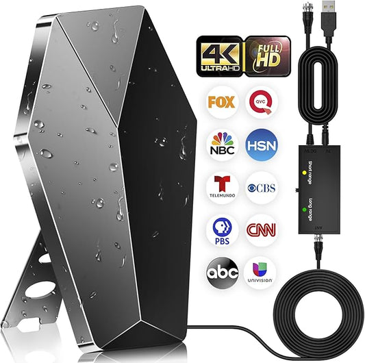 2026 Upgraded Strongest Digital TV Antenna, 5000+ Miles Range TV Antenna for Smart TVs, Indoor/Outdoor HDTV Antenna for Local Channels with Amplified Signal Booster Supports 4K 8K 1080p-38 FT Cable