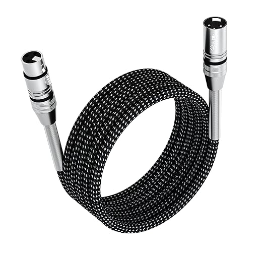 FIBBR XLR Cable 16ft-5M, Microphone Cable Nylon Braided XLR Male to Female Heavy Duty Balanced Microphone Cord Compatible with Preamps/Speaker Systems and More