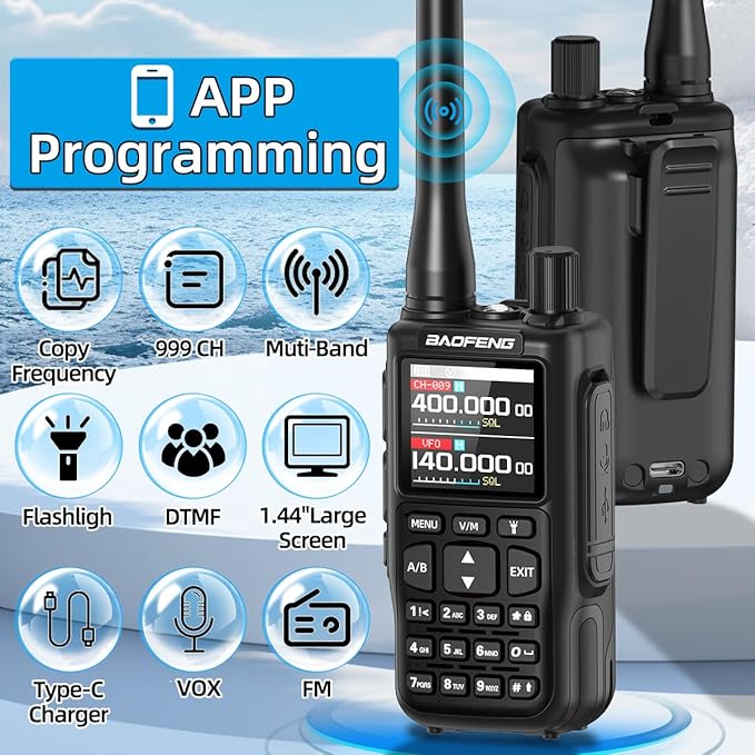 Baofeng Ham Radio Handheld UV-5R MINI-5 Rechargeable Walkie Talkies Long Range for Adults Two Way Radio Dual PTT APP Programming Copy Frequency NOAA with USB-C Charging Hunting Survival Gear