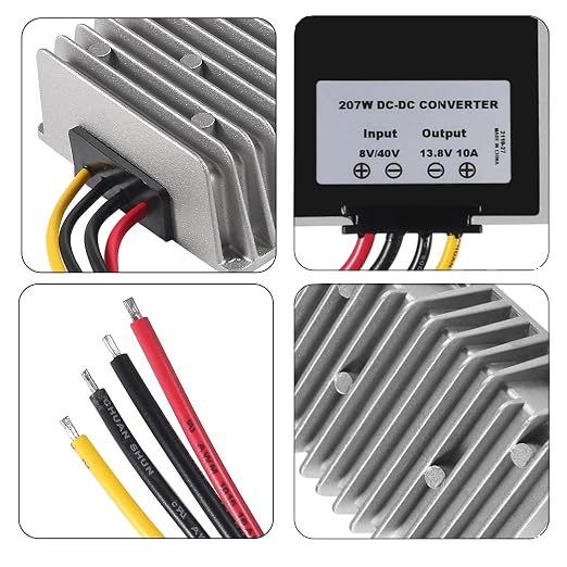 DC Voltage Reducer Converter DC 8V-40V to 13.8V 10A 138W Reducer Power Converter Waterproof Regulator Module Transformer for Golf Cart Club Car