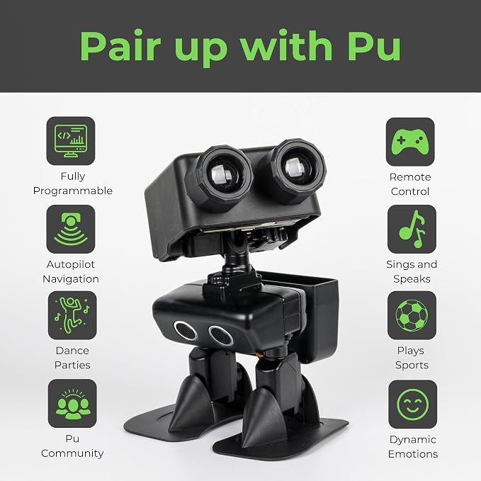 Robot PU – Adorable Micro:bit Humanoid | STEM Toy | Programmable, Interactive & Upgradable | Walks, Dances, Talks & Sings | Self-Balancing | Remote & Autopilot | 30+ Free Online Classes