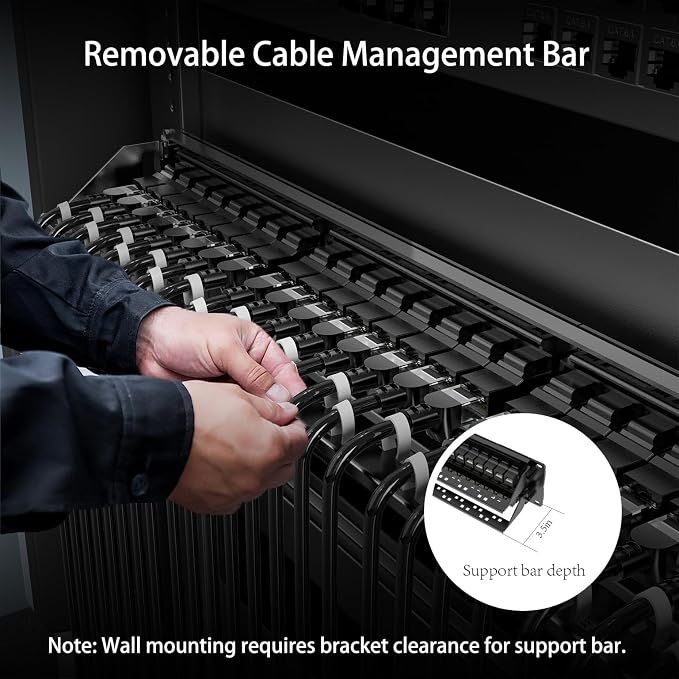 Jadaol [UL Listed] 48 Port Patch Panel Rackmount or Wall Mount 19-Inch, 2U Cat 6 Network Panel Preloaded with 48 Keystone Couplers Plus 2 Spare, 10Gbps Ethernet Panel with Cable Management & Back Bar