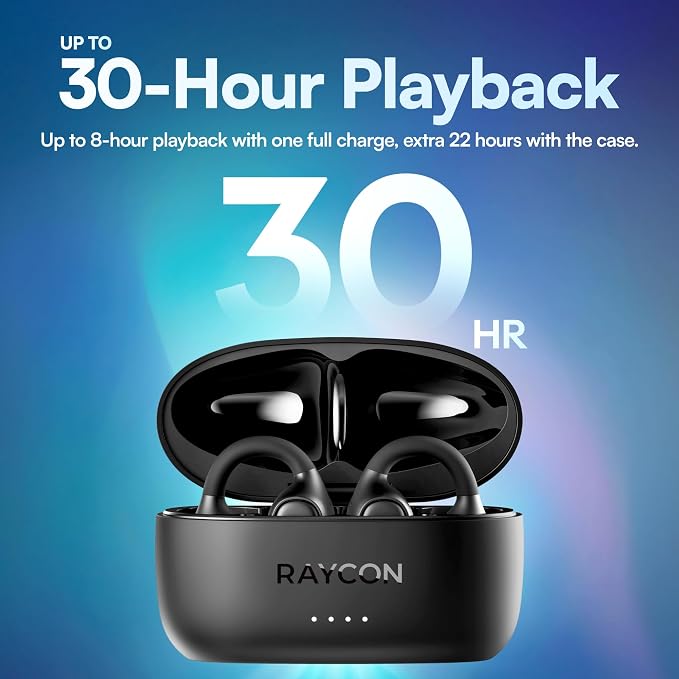 Raycon Everyday Clip On Earbuds - Open Ear Headphones, Lightweight Wireless Earbuds Bluetooth, Sweat & Water Resistant Earphones, Clip Earbuds with Buttons, 30 Hours Battery Life (Purple)