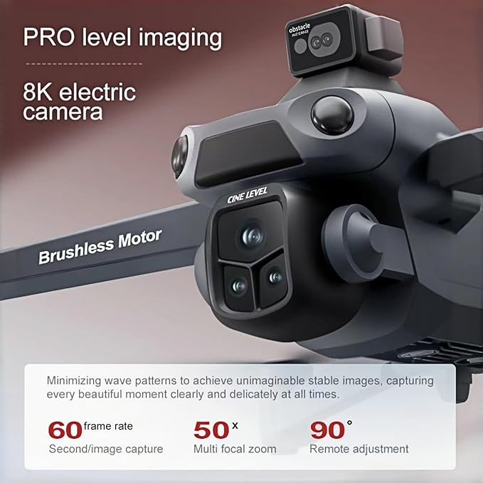 GPS Drone with 8K Camera for Adults, Obstacle Avoidance, 5G Large Screen Controller, Follow Me, 3 Batteries 75 Min Flight Time, 50x Zoom, Brushless Motor, Under 249g (Deep Space Grey)