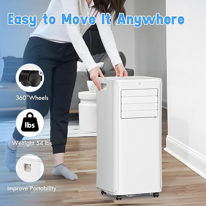 Smart Portable Air Conditioner with WiFi, 12,000 BTU AC Unit Cools 550 sq.ft, 3-in-1: Dehumidifier, Fan & Quiet Cooling for Bedroom, 24H Timer, Remote, Window Kit Included