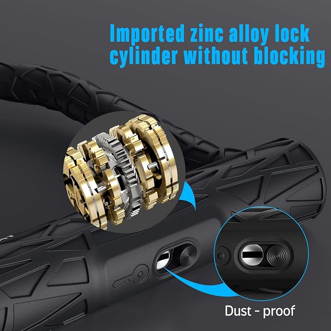 Heavy Duty Bike U Lock - Super Strong 12 Ton Shear, 20mm U Shape Lock Anti-Theft Silicone Covered Electric Scooter Lock Keyhole with Sliding Cover 4ft Steel Cable with Mounting Bracket and 3 Keys(S)