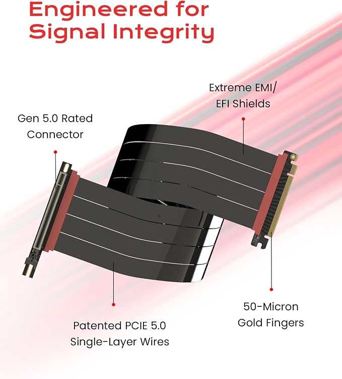 LINKUP PCIE 5.0 Riser Cable | for Vertical GPU Mount | Right Angle | Graphics Card GPU Ready | Usable with PCIe 4.0 & RX 9070/ RTX5090 | 70cm (Total Length: 74cm)
