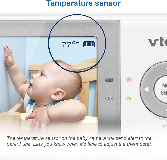 VTech Baby Monitor, No WiFi Secure Transmission – 19-Hour Battery, 2.8" Screen, Pan Tilt Zoom, Night Vision, 1000ft Range, Temperature Sensor, 2-Way Talk | VM923