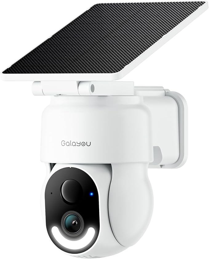 GALAYOU Solar Camera Outdoor Wireless - 2.4 GHz Wi-Fi Battery Powered Cameras for Home Security with Detachable Solar Panel, 2K 360° Pan/Tilt Auto-Tracking, Spotlight, TF Card Storage, R6 1 Pack