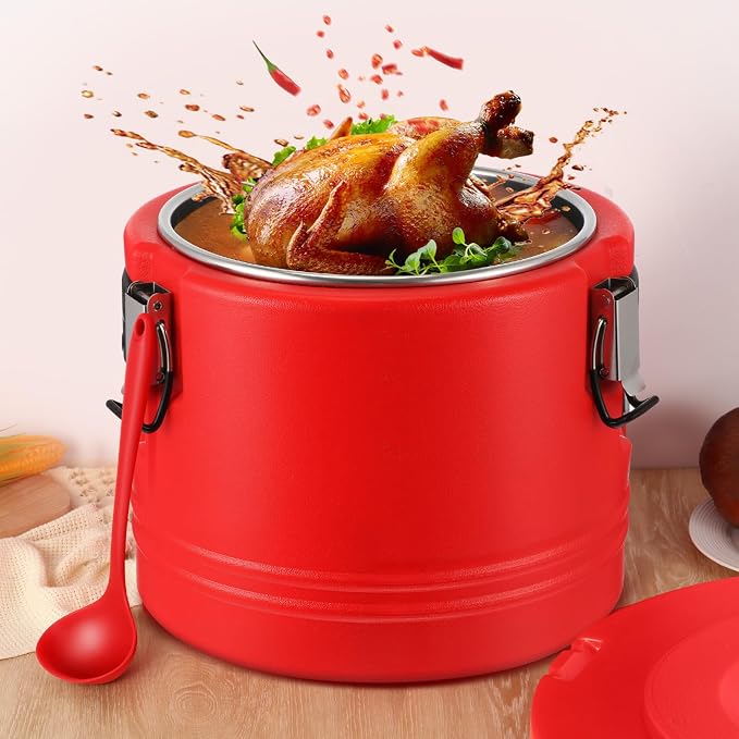 Jinei Food Warmer Hot or cooler Insulated Food Container Carrier with Spoon, Portable Commercial Soup Box for Restaurant Canteen Home Party Lunch(42qt)
