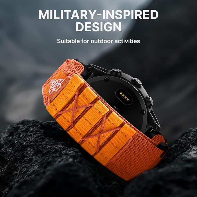 Bandletic Tactical Nylon Compatible with Garmin Fenix 7X 6X 5X Watch Band - 26mm Quick Fit Rugged Strap for Fenix 8 51mm/Instinct 2X Solar 3/Enduro 2 3/Quatix 3/Tactix 7/Epix 2/D2 Bravo Delta/Descent