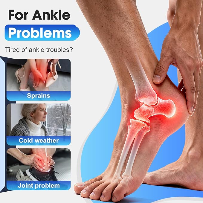 2PCS Cordless Neuropathy Foot Massager, Ankle Heating Pad for Pain Relief, Rechargeable Foot and Ankle Massage for Circulation, Heated Ankle Wrap, Black