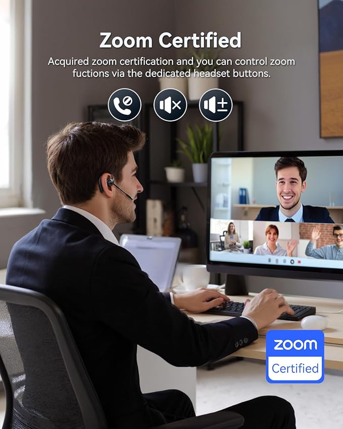 EMEET Airflow Open Ear Headphones with Mic, Zoom Certified, True Wireless Headsets with Detachable Microphone, ENC+VoiceCore 2.0 Noise Cancelling, Bluetooth 5.3, Multi-Point, Wireless Earbuds for Work