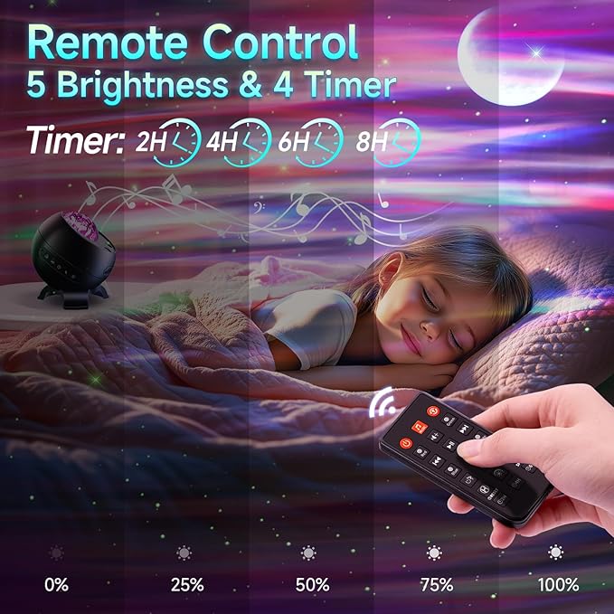 Sound Machine White Noise Machine for Sleeping, 15 Soothing Sounds & Bluetooth Speaker Aurora Light Projector, 15Colors White Noise Sound Machine Sensory Lights for Autism & Fidgets for Adult & Teen