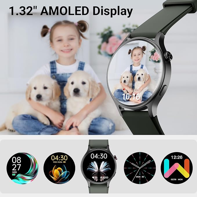 Fitpolo Smart Watch for Men Women,1.3" AMOLED Touchscreen Fitness Tracker, Make/Answer Calls, Heart Rate SpO2 Monitor, 3ATM Waterproof, Sleep & Activity Tracking Smartwatch for Android Phones iPhone