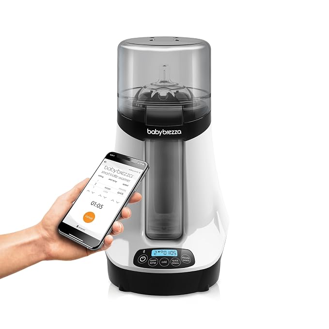 Baby Brezza Smart Baby Bottle Warmer, Breastmilk Warmer + Defroster – Free App - Different Temperatures for Breastmilk + Formula - Universal Fit for All Bottles + Milk Bags - Calentador de Biberones