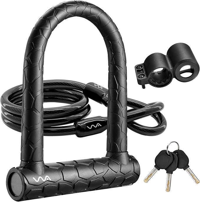 Bike Lock Heavy Duty Anti Theft, Keyed Bike U Lock with 4FT Security Cable and Mounting Bracket for Road Bike, Mountain Bike, Folding Bike
