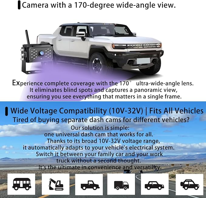 Wireless Backup Camera – Plug & Play, Pre-Wired for Furrion, 4-Channel Split-Screen, 1080P HD 7" Monitor, Wide View & Night Vision & Recording, for Trailer/Camper/Motorhome (1 Camera)