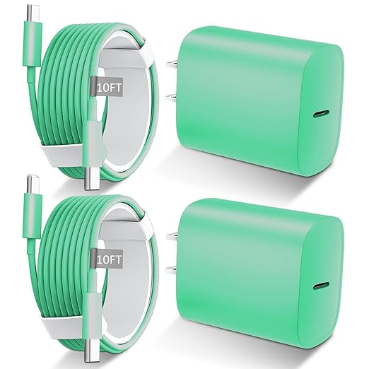 Phone 17 16 15 Charger Fast Charging Type C Chargers USB C Fast Charger Block & Phones 17 Charger Cord 10FT Long USB C Charging Cable for i.Phone 17/17 Pro/17 Pro Max/Air/Phone 16 15 Pro Max,Green