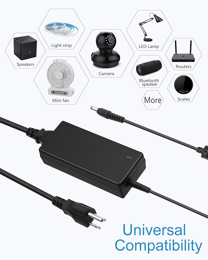 ALITOVE 12V 6A Power Supply 72W AC/DC Adapter 100~240V 50-60hz 12 Volt Transfomer 6 Amp 5A 4A 3A AC to DC Converter with 5.5x2.5mm 2.1mm Plug for LED Strip Light CCTV Camera DC Pump Fan,2-Pack