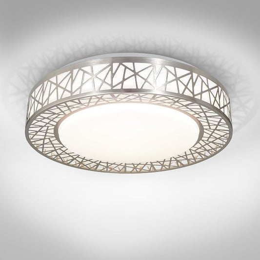 ASD 16 Inch LED Flush Mount Ceiling Light Fixture for Bedroom, 28W 1752LM 5CCT 2700K-5000K, Triac Dimmable Lights, Dining, Living Room, Kitchen Lamps, Modern Home Lighting Fixtures, Nickel, ETL