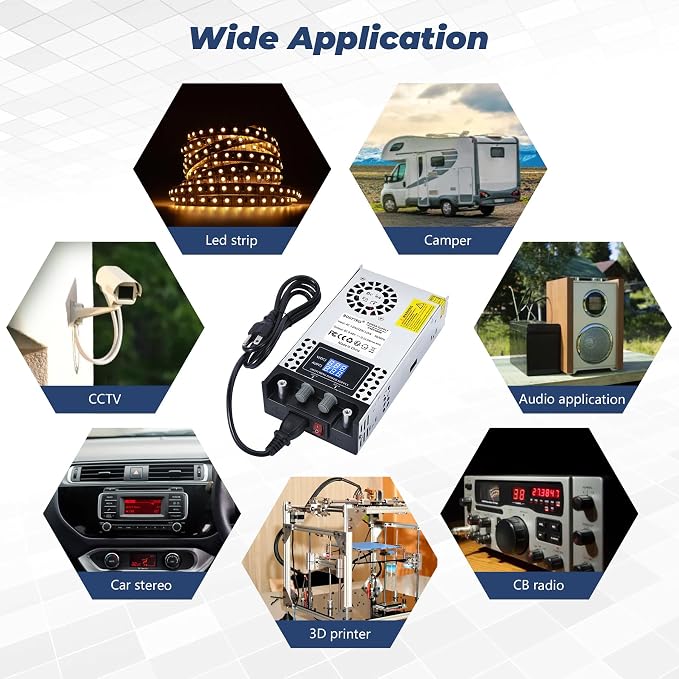 AC to DC Converter 48V DC Power Supply Adjustable 0-48V 0-12.5A SMPS Max 600W Switching Power Supply for Led Strip, Motor Pump, CCTV, 3D Printer, Lab Computer
