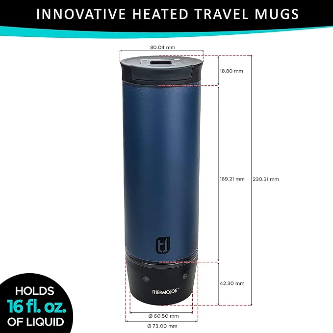 Thermojoe 16 Oz. Rechargeable Heated Smart Travel Mug for Coffee and Tea with Temperature Control