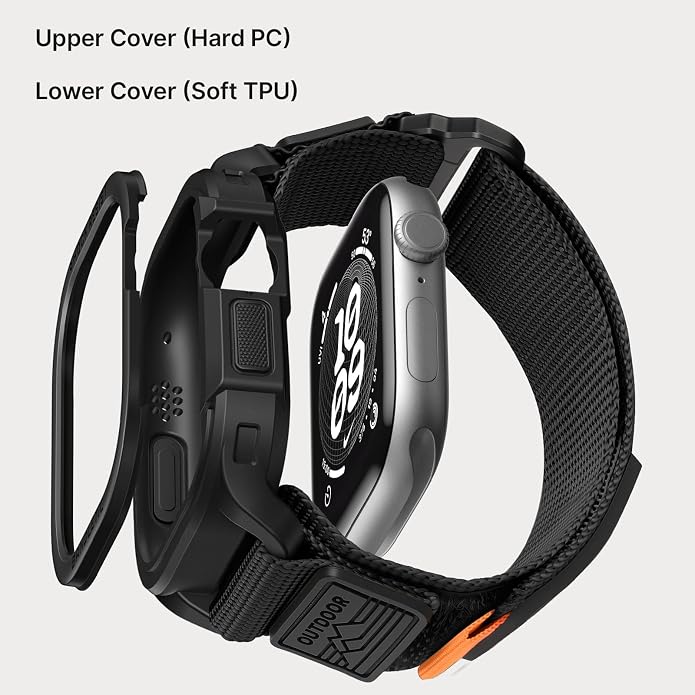 Bandletic Rugged Case with Band Compatible with Apple Watch 49mm(Ultra 3/2/1),46mm(Series 11/10), 45mm(Seriess 9/8/7),44mm(SE3/SE2/SE/6/5/4), Protective Cover Sport Accessories for iWatch Men