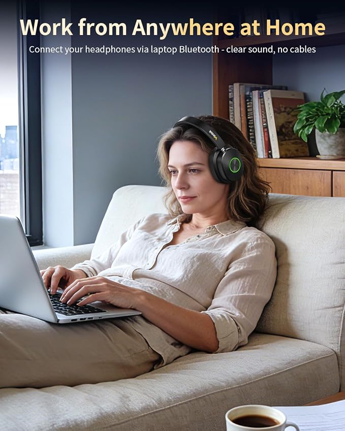 Wantek Wireless Headphones for TV Watching, TV Headphones Wireless for Seniors with Transmitter Charging Base, No Delay Bluetooth Headset for Hard of Hearing, Plug and Play