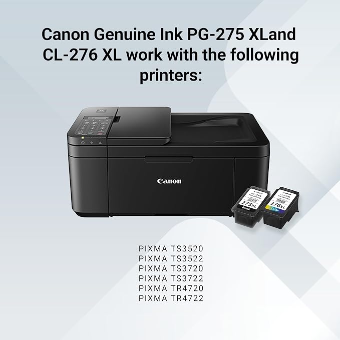 Canon PG-275 XL / CL-276 XL Genuine Ink Value Pack (2 Cartridges), Compatible with TS3520/3522/4722/3720/3722, TR4720