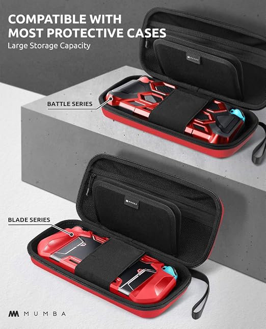 Mumba Carrying Case for Nintendo Switch OLED & Nintendo Switch 2017, [Plus Version] Portable Protective Travel Carry handbag Pouch for Blade/Battle Case [Large Capacity] (Red)