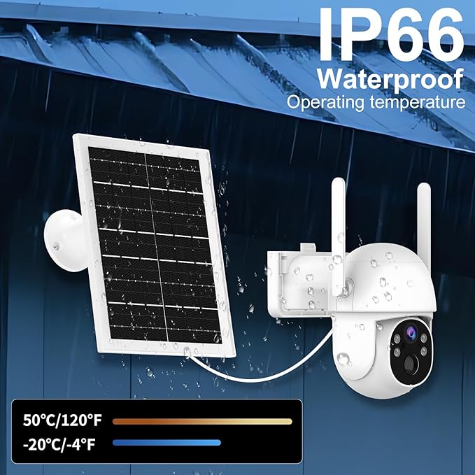 4G LTE Cellular Security Camera Outdoor System, Lifetime Free Unlimited Data,Wireless Solar Security Camera Built in SIM Card, 360° Live View, 2K Color Night Vision, PIR Motion Detection&Alert